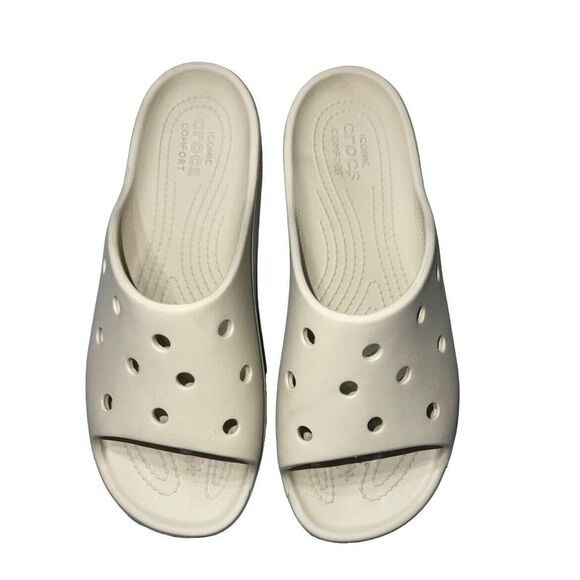 Crocs Classic Platform Slide Bone Beige Women Casual Sandals Slippers 208180-2Y2 - Picture 4 of 10